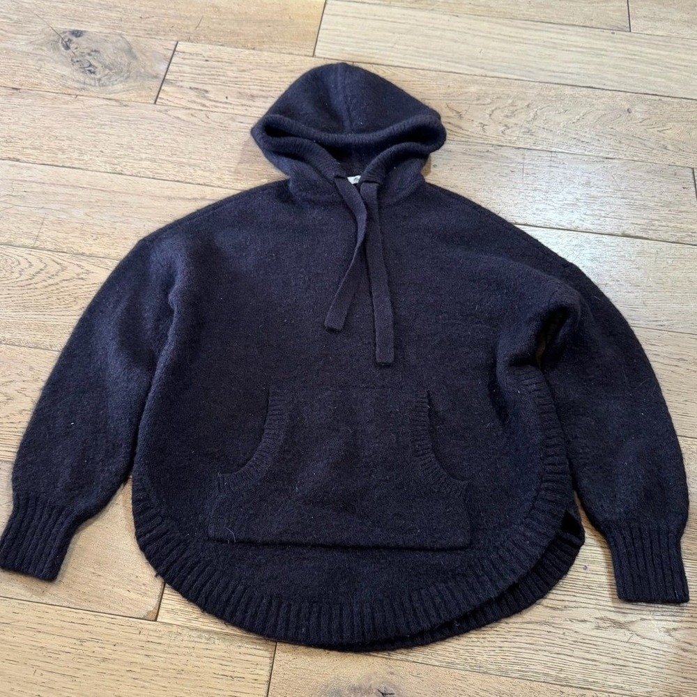 Madewell Womens Wool Alpaca Blend Knit Hoodie Sweater Brown Small (1271)